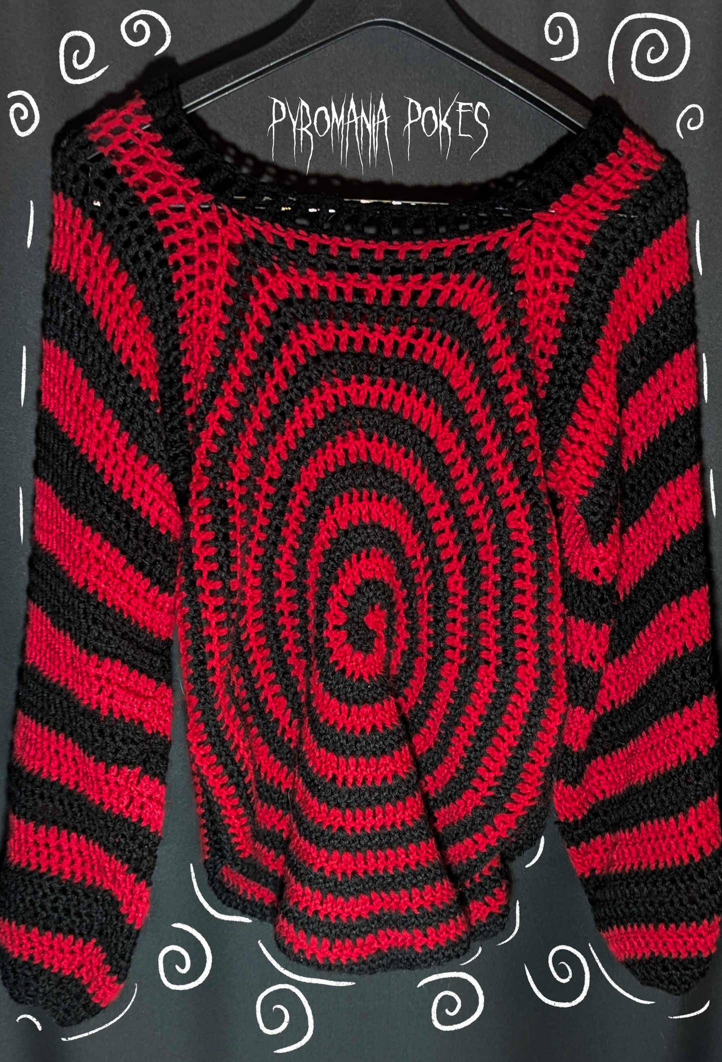 Red and Black Oversized Spiral Sweater